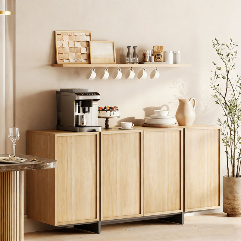 Maisonet Modern Sideboard Buffet Cabinet With 4 Doors, Multifunctional Sideboard With Large Storage And T-Shaped Legs, Coffee Bar Cabinet Storage Cabinet For Kitchen, Dining Living Room