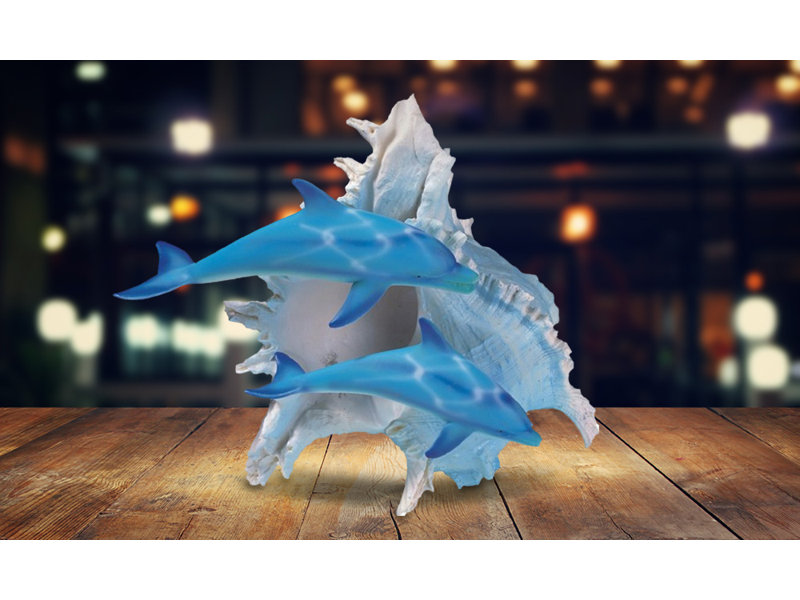Figurine dauphins bleus 10 "avec coquillage