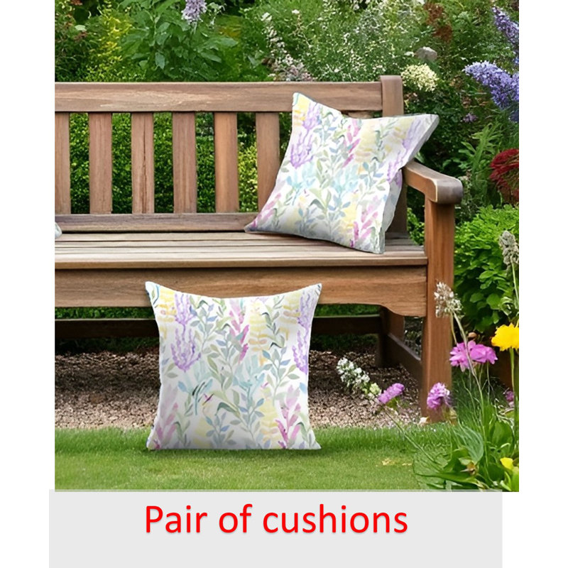 Indoor / Outdoor Floral Square Cushion, Purple/Blue/Yellow/Green Floral