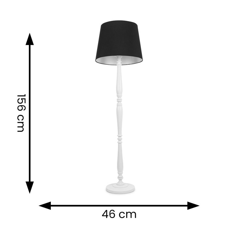 Arialdo 156cm Traditional Floor Lamp, Matte White, Black
