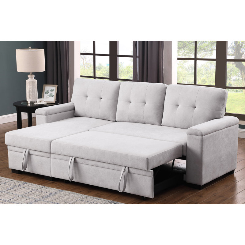 Canapé-lit modulaire gris tissé Ii pour le confort de la maison réversible avec rangement,