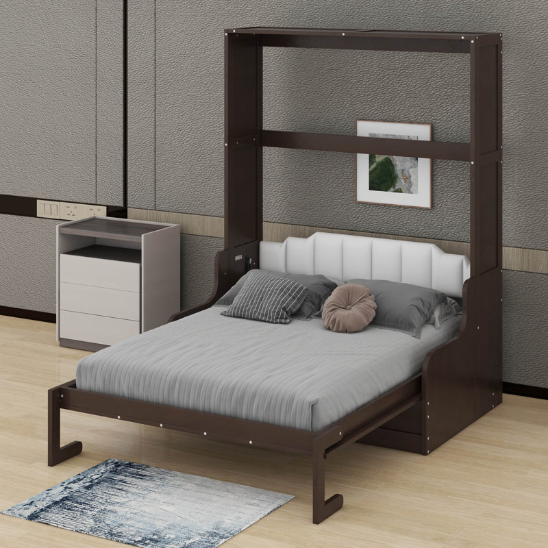 Grand lit escamotable avec coussin, Espresso