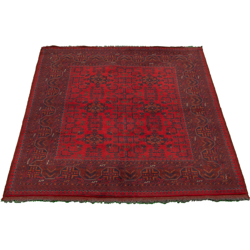 Tapis de zone en laine rouge/noir 4 pi 10 po x 6 pi 5 po noué la 2019s one-of-kind à la main-i 2019s esari Allaina