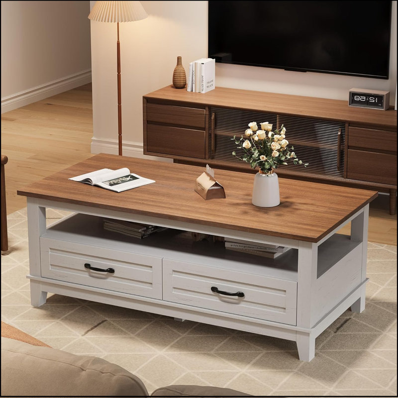 Coffee Table with Storage, White