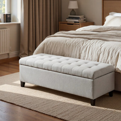 Upholstered Storage Ottoman Bench, Entryway Bench, End of Bed Bench, Ottoman Foot Rest for Bedroom