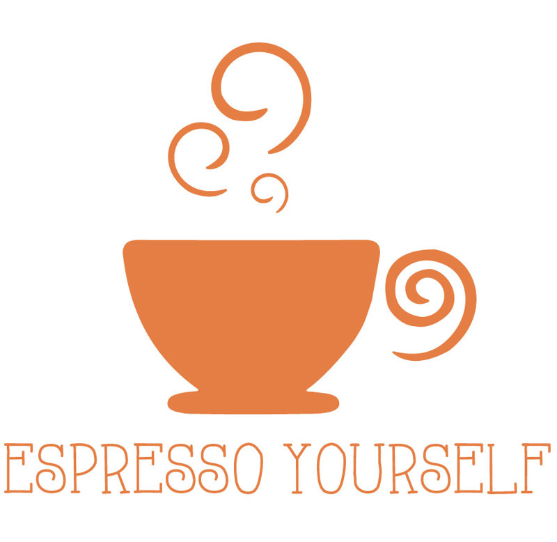 Décalcomanie murale pour expresso, H 48 po x l 58 po x P 0,01 po, Kaki