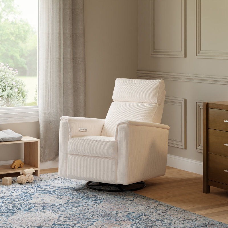 Willa Plus Power Glider Recliner w/ Power Headrest, Ivory Corduroy