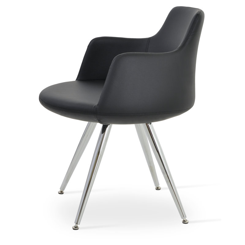 Fauteuil de 25 po de large Dervish, Or / Laiton, Similicuir noir
