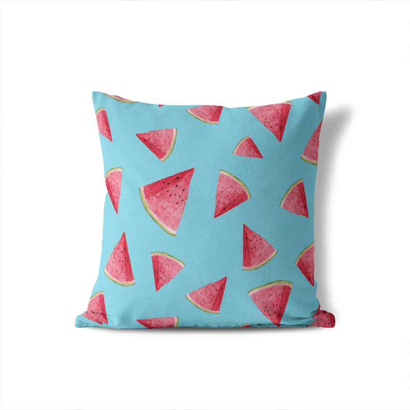 Summer Melon Outdoor Pillow, Square 18"H x 18"W, Turquoise