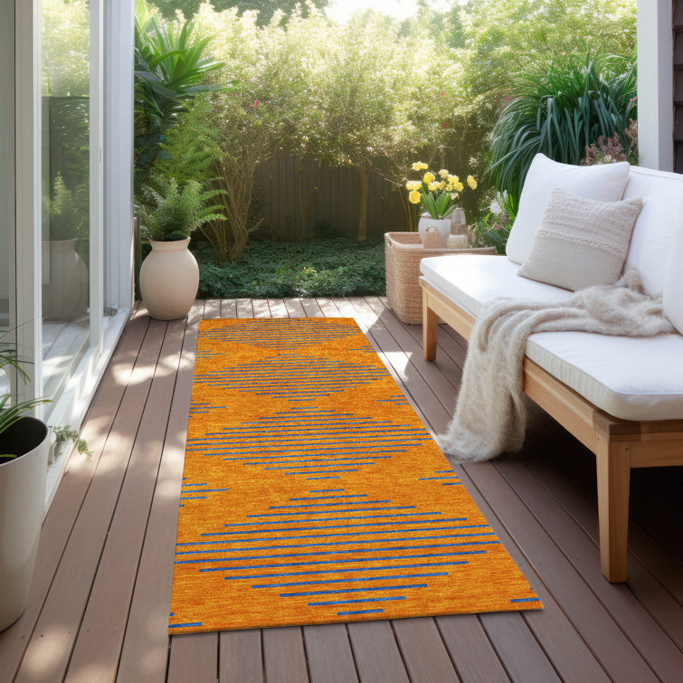 Machine Washable Indoor/Outdoor Chayden ACN1017 Orange Rug