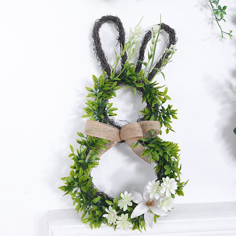 Easter Wreath Decoration Porch Adorable Reusable Door Wreath Shape Garland For Restaurant Fireplace Window Hotel Party