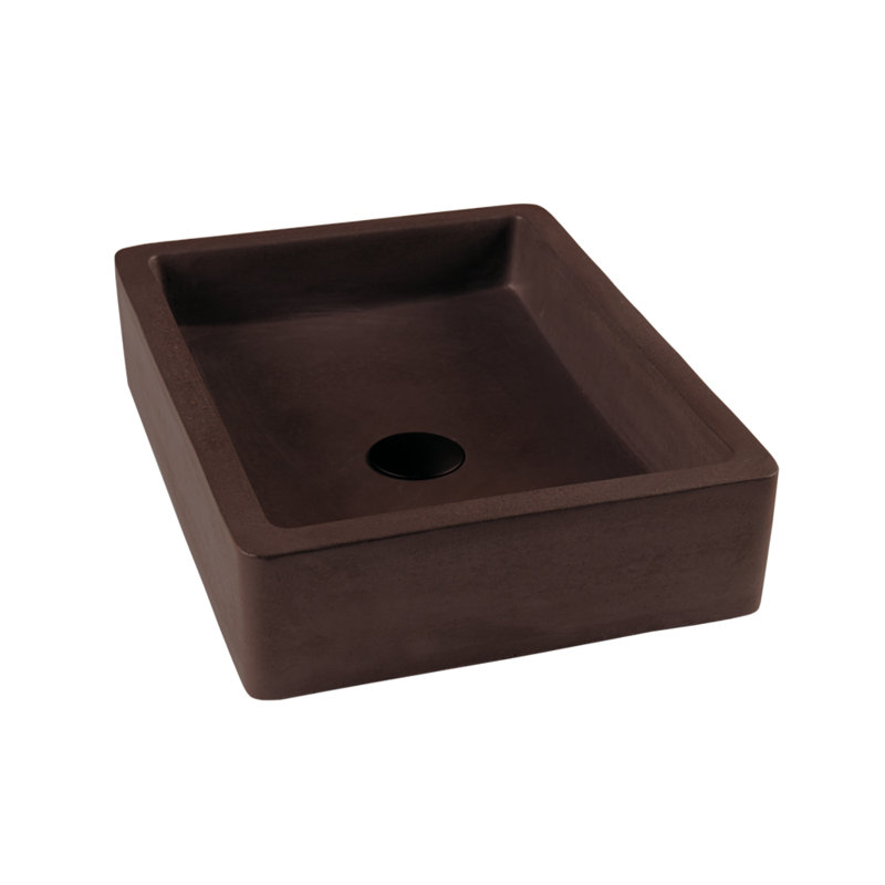 Newterra Handmade Rectangular Vessel Bathroom Sink, Terracotta