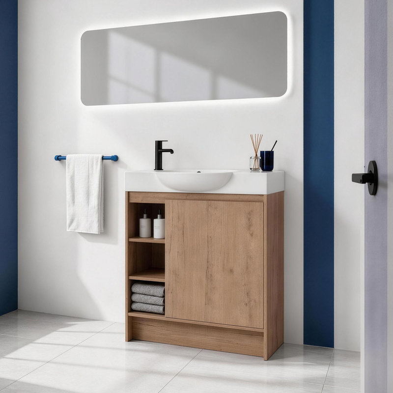 Meuble-lavabo autoportant 30 po Slimbay, Brun