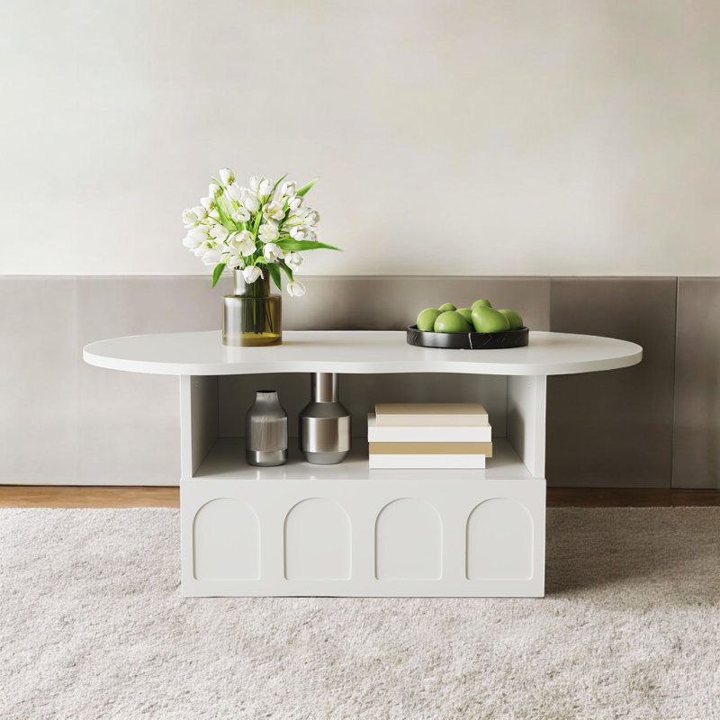 Table basse avec rangement, Blanc