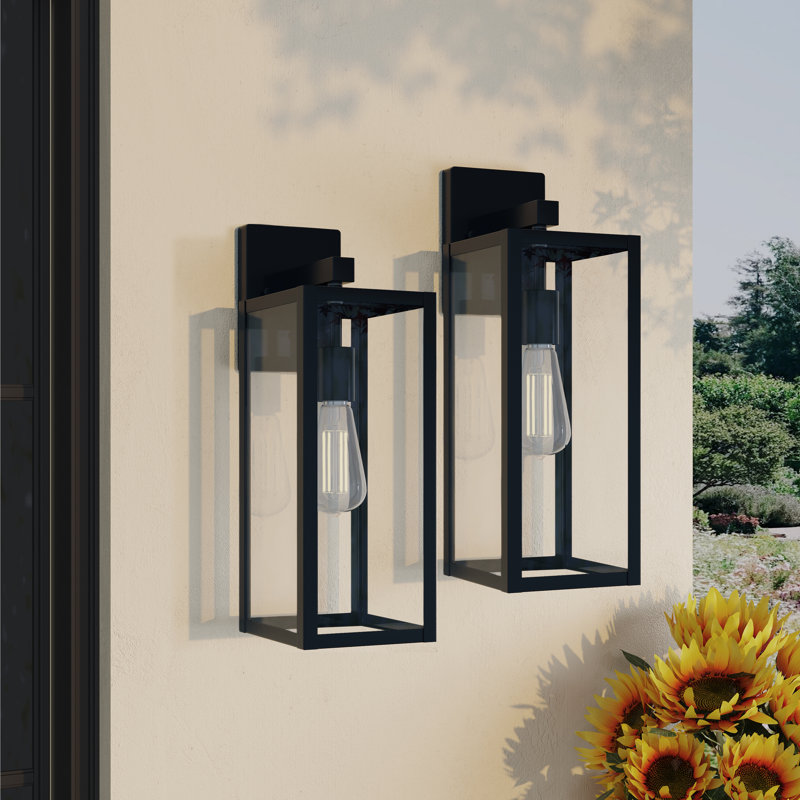 Tornillo 1-Light Outdoor Wall Lantern, Black, 17.3" H x 6" W x 7" D