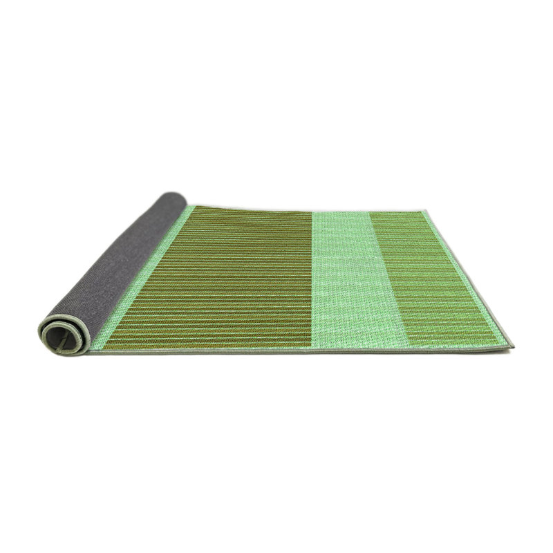 Tapis vert en laine à rayures Hyde, Rond 4 pi
