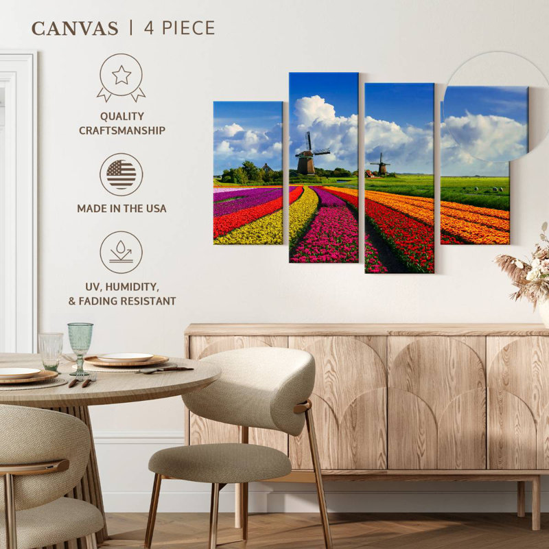 Alvord scène de printemps hollandais, H 54 po x l 84 po
