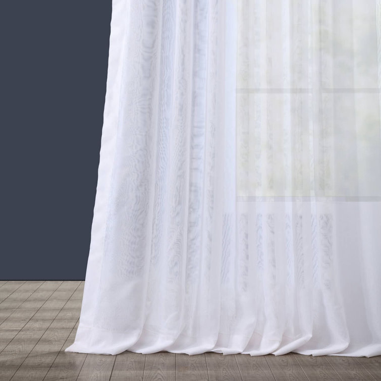 Apollo Solid Sheer Rod Pocket Single Curtain Panel Alcott Hill Size per Panel: 100W x 120L, Curtain Color: White