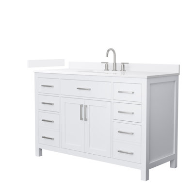 Meuble-lavabo simple autoportant 54 po avec plateau en quartz Beckett