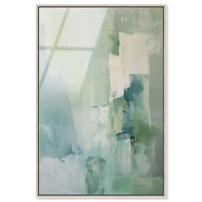 Mossy Patch III Framed Acrylic Print Green Abstract Art by Art Remedy, Silver Frame, 10 x 15
