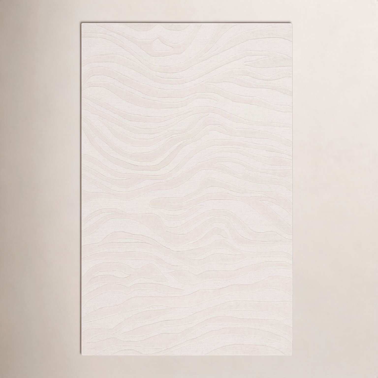 Burleson Ivory Hand-Tufted Abstract Wool Rug, Rectangle 4' x 6'