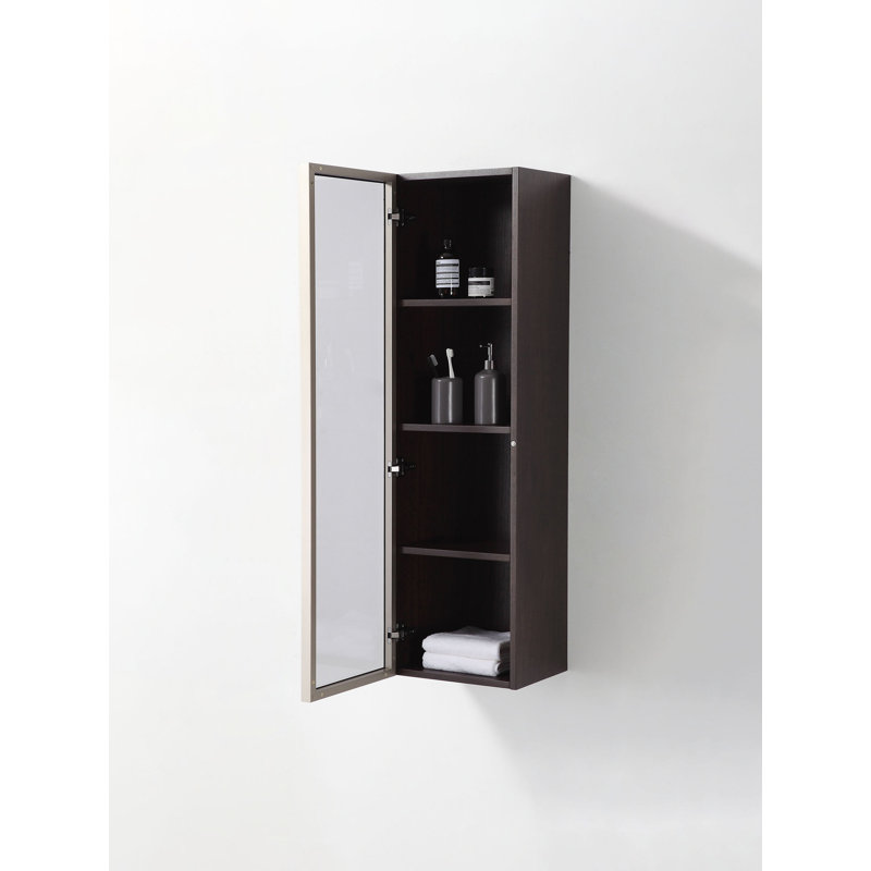 Luce 13" Wall-Mounted Side Cabinet, Dark Walnut/Dark Gold