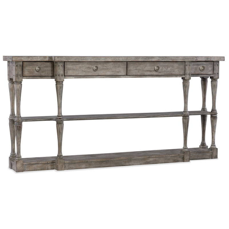 Gray Traditional 72'' Wood Console Table with Storage