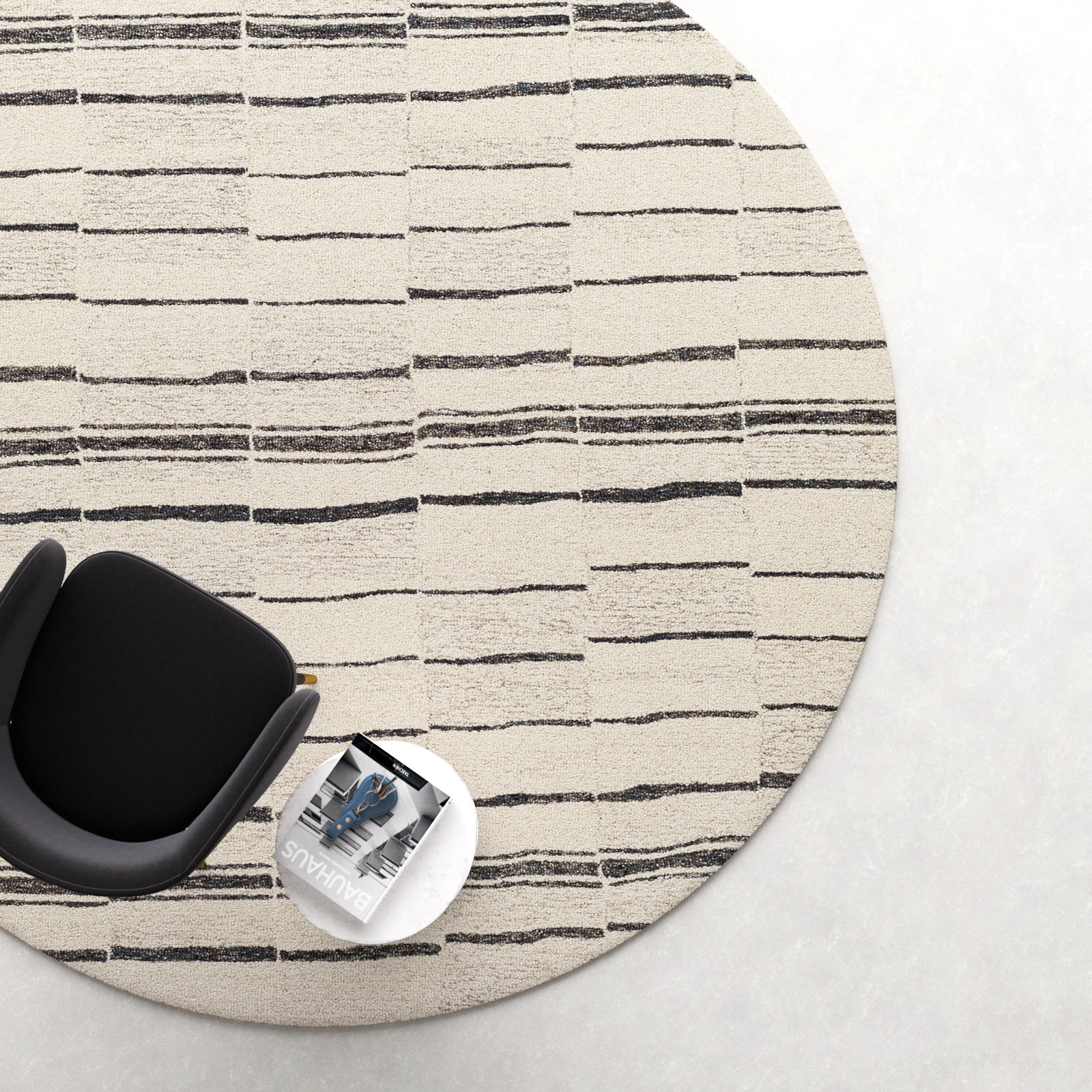 Rune Hand-Tufted Striped Rug, Round 8'