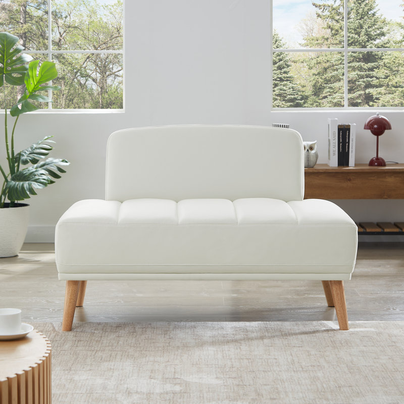 Width Modern End Of Bed Bench, Beige Polyester