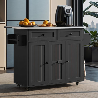 Kitchen Island On Wheels with Drop Leaf by Winston Porter