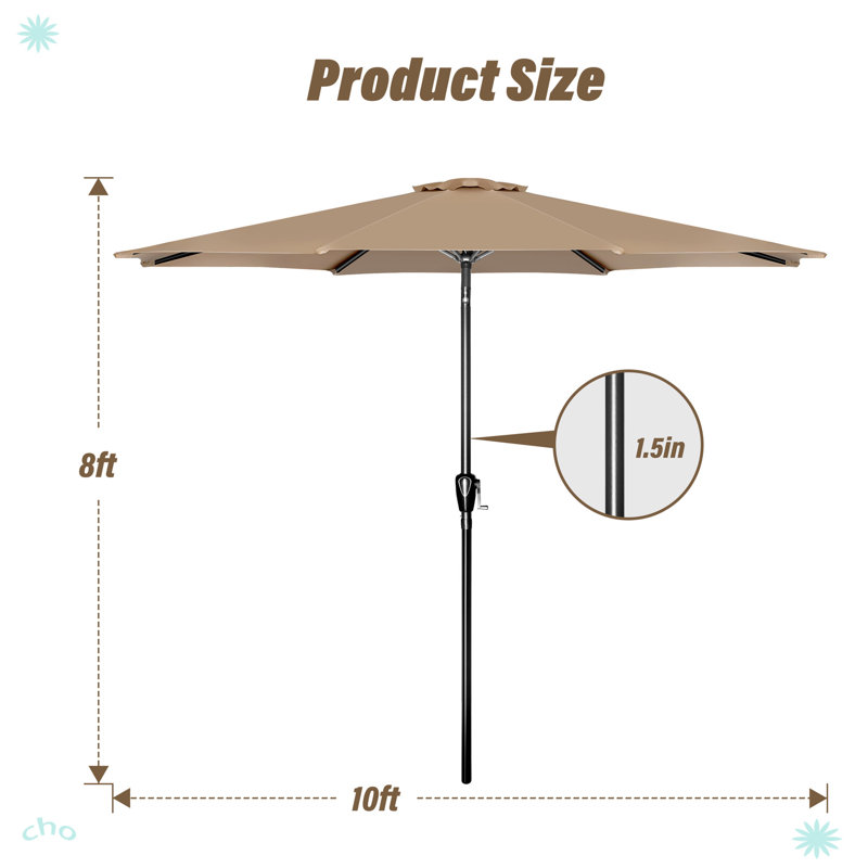 Parasol de table d'extérieur 10 pi, Brun clair