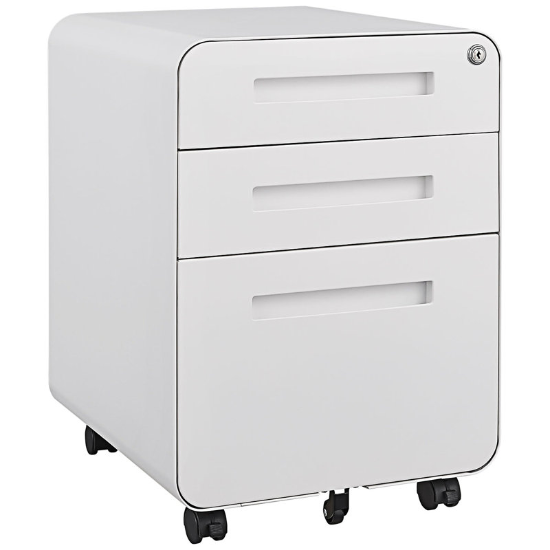 3 Drawer Mobile File Cabinet Under Desk Office, White