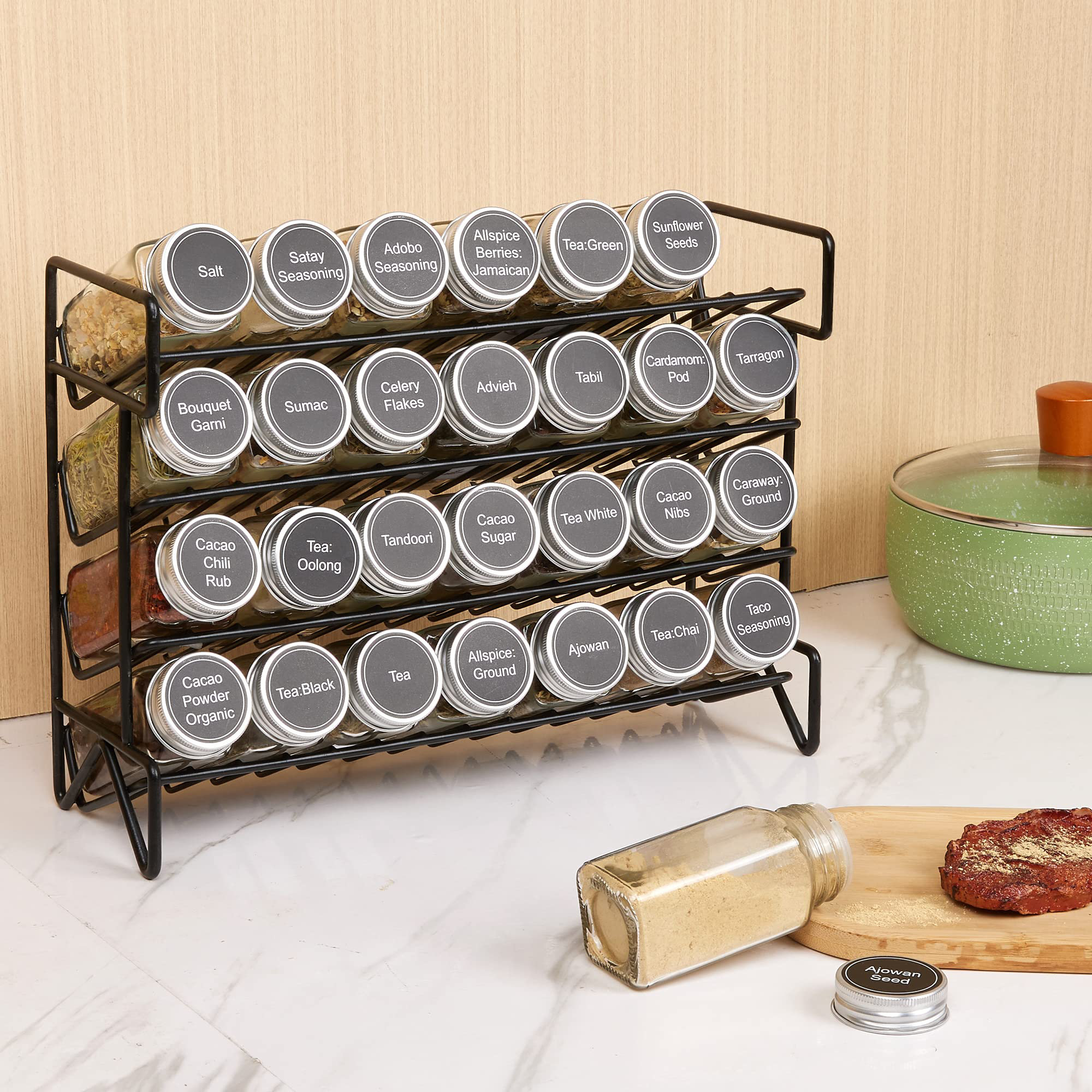 Free standing spice 2025 rack with jars