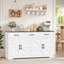 Adra 59"W Farmhouse Sideboard Buffet Cabinet With Adjustable Shelves, Wood Storage Buffet Cabinet With 3 Drawers & 4 Farmhouse-style Wood Doors-1287105776