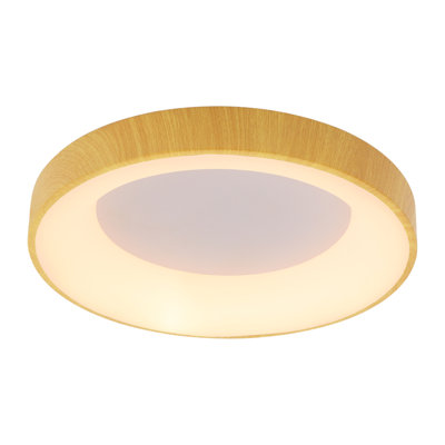 Gragston 18.5Inch Minimalist Modern Wooden Round LED Ceiling Light