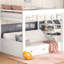 Lit superposé blanc avec accessoires de rangement: escalier, table, 3 tiroirs - configuration convertible robuste et peu encombrante Options: robuste - choix de l'utilisateur