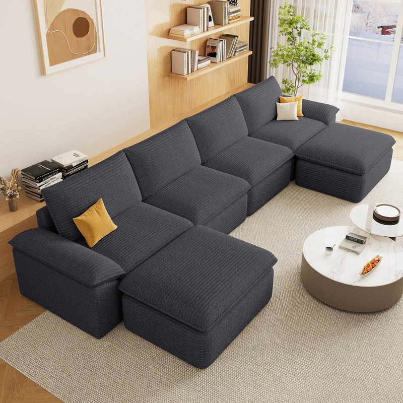 Canapé modulaire Boneless 141 po Cloud, Gris foncé