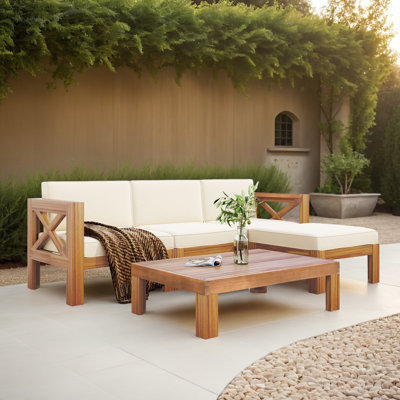 5 Pieces Outdoor Patio Conversation Furniture Rattan Sectional Sofa Set for Garden, Backyard, Balcony -  Gracie Oaks, 7402BEEEB3A4495E99573BDC191AE343