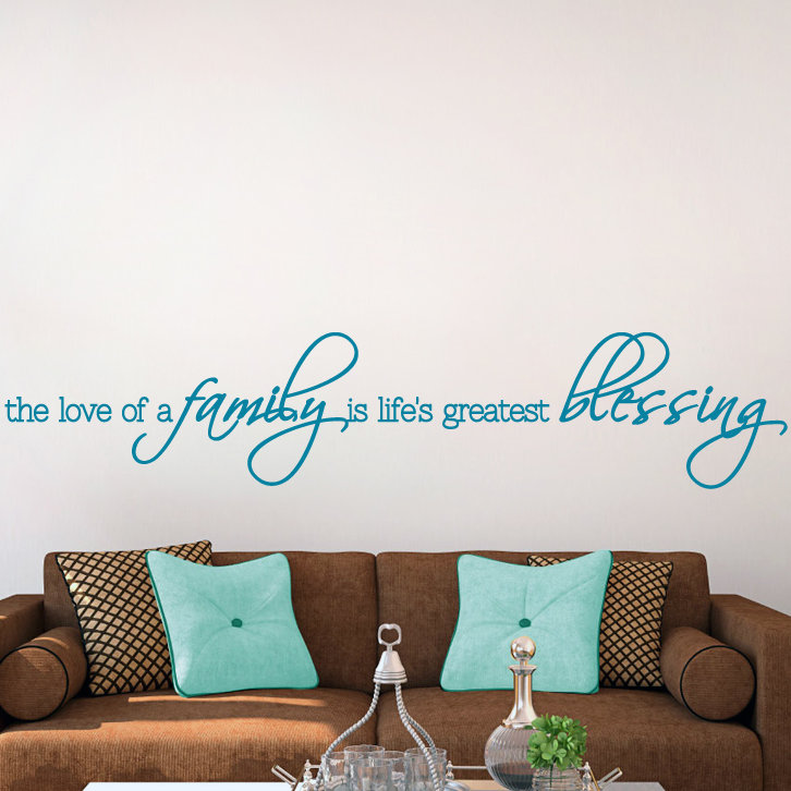 Décalcomanie murale « love of a family », Bleu sarcelle