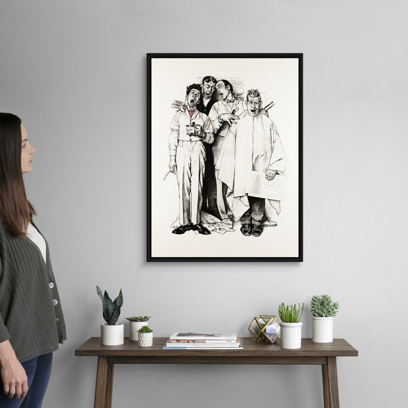 «Norman Rockwell Barberhop Quartet», art mural sur toile, H 34 po x l 26 po x P 1,75 po, Cadre flottant noir