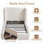 Cadre de lit double en chenille recouverte de tissu nuageux avec tête de lit enveloppante, sommier à compression, montage facile (sans sommier tapissier)-134965342-133594308