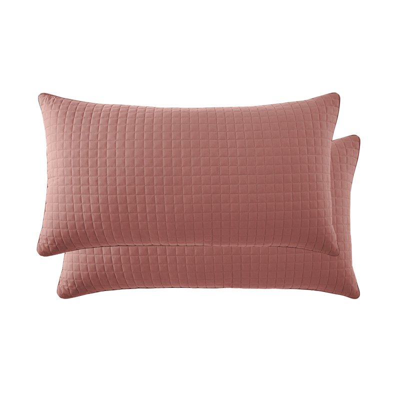 Southshore Fine Linens Vilano Quilted Sham Covers, Double-Brushed Microfiber Square-Stitched Pillow Shams with Piped Edges, Set of 2, 20" x 36" , Marsala