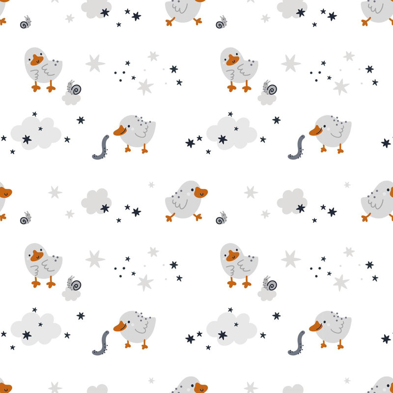 Rouleau de papier peint adhésif Linets Little Ducks Stars and Clouds L 8,5 pi x l 24 po