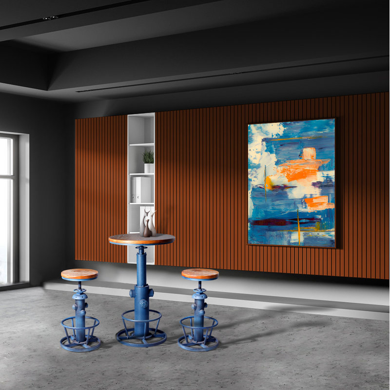 Jermeshia 2 - Person Pine Pedestal Dining Set, Blue, Blue/Brown