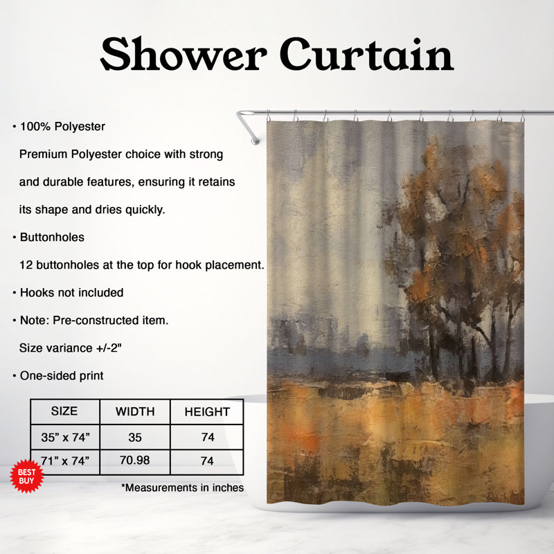 Rideau de douche à motif abstrait Fotula, H 74 po x l 71 po