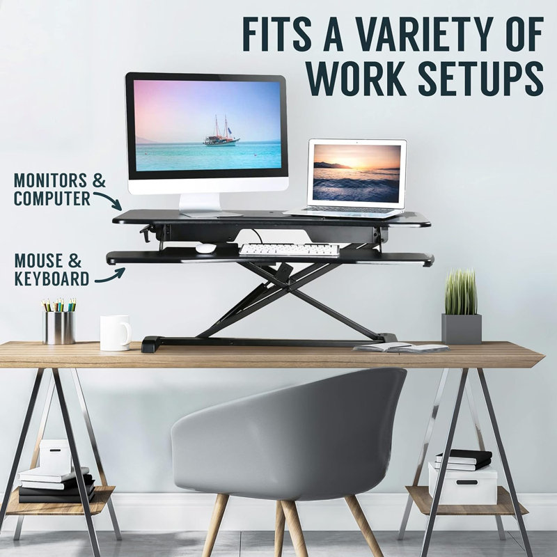 TechOrbits Black 42" Standing Desk Riser
