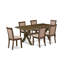 Ensemble de salle à manger 9 pièces comprenant une table de salle à manger rectangulaire avec pieds en X et 8 chaises rembourrées en tissu kaki foncé-124086185-124086184-124086186
