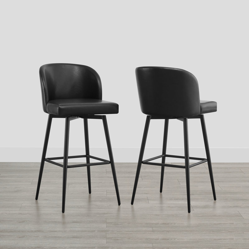 Tabouret de bar et de bar Benedit, Tabouret de bar (siège d'une hauteur de 30 po), Similicuir grainé noir