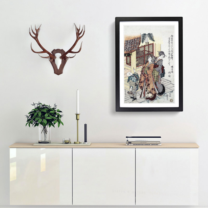 Paying Homage to a Shrine by Katsushika Hokusai - Framed Print, 65cm H x 48cm W x 2cm D, Black Framed