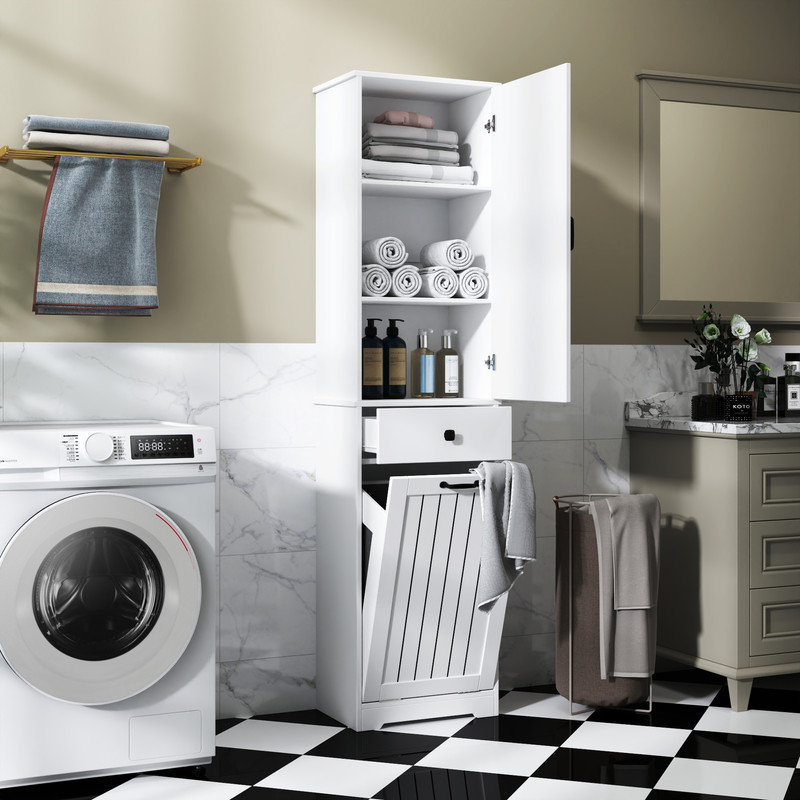 Armoire à linge avec 1 armoire de rangement et 1 tiroir - blanc